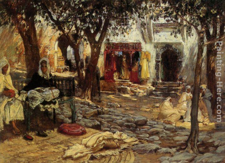 Frederick Arthur Bridgman Idle Moments An Arab Courtyard